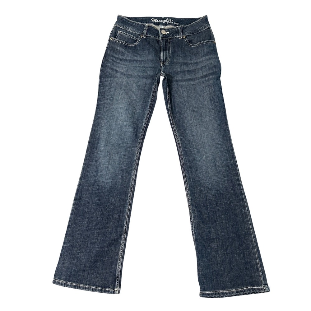 Wrangler Mae Mid Rise Jeans Bootcut Womens 7/32 Dark Wash Stretch Denim 29x30